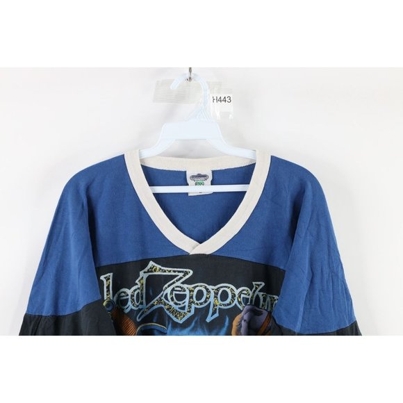 Vintage 90s Winterland XL Distressed Led Zeppelin Spell Out Hockey Jersey Shirt - Picture 2 of 14